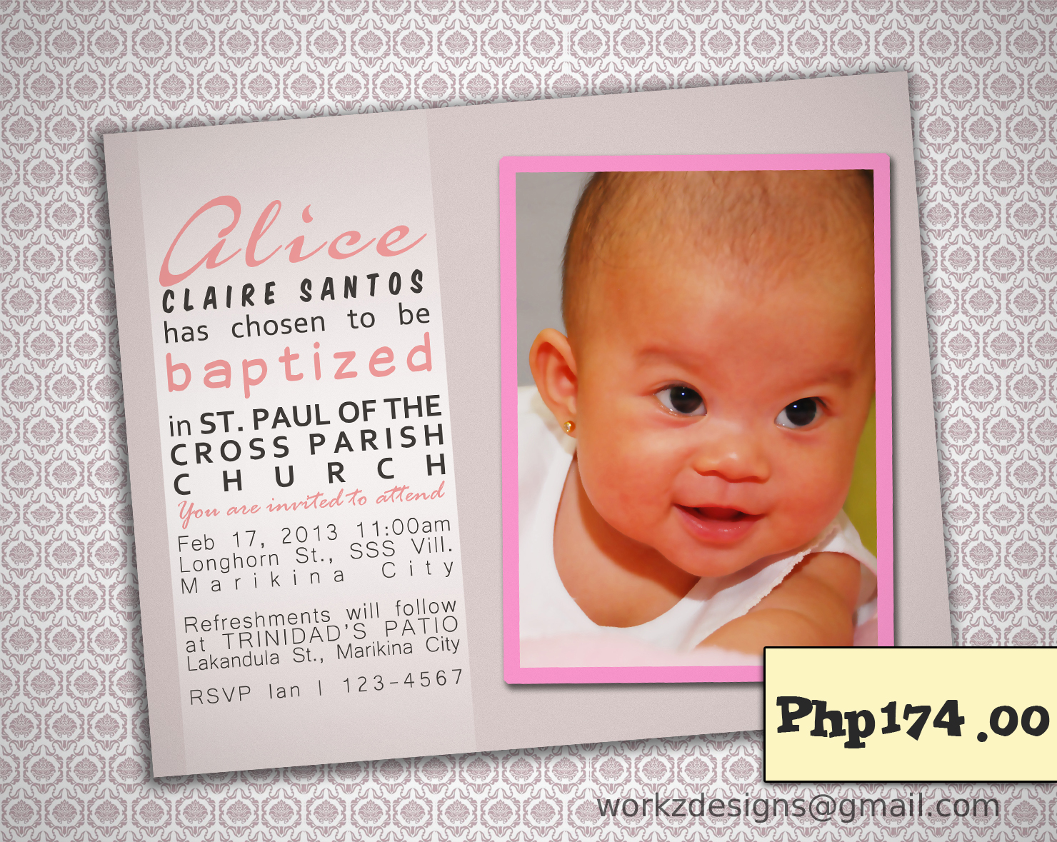 workzdesigns Simple Baptismal Invitation Design 2