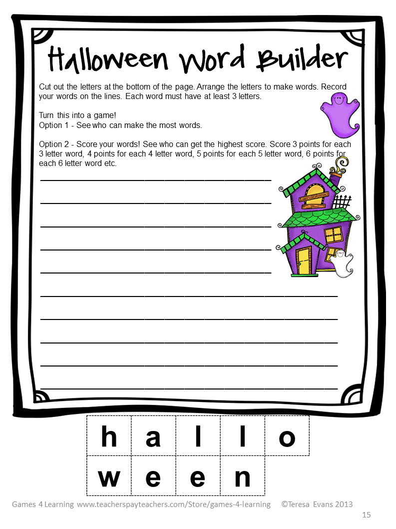 Fun Games 4 Learning: Halloween Literacy Freebies
