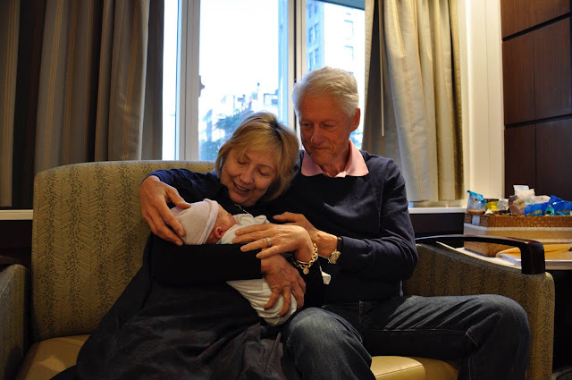 Bill Clinton and Hillary Clinton with new grandson Aiden Bill Clinton and Hillary Clinton with new grandson Aiden