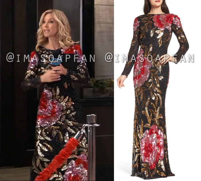 mac duggal floral sequin gown