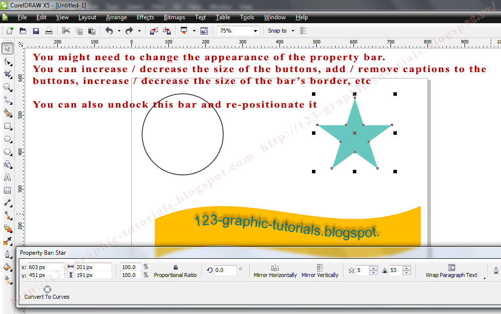 graphictutorials CorelDRAW basics the Property bar