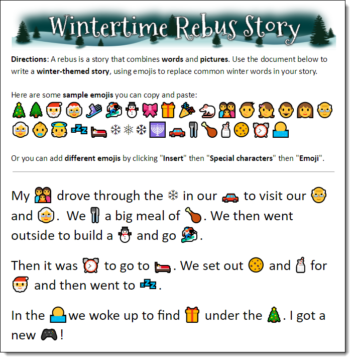 control alt achieve 6 googley wintertime activities for kids emoji stories copy and paste