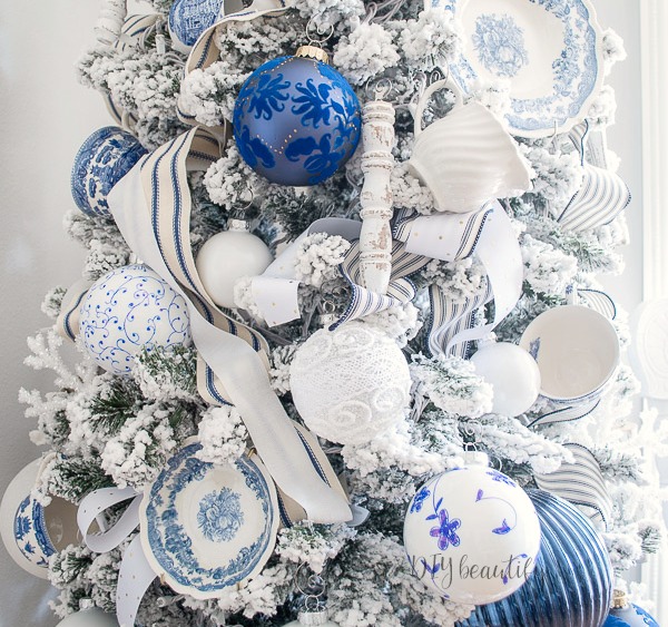blue and white ornaments