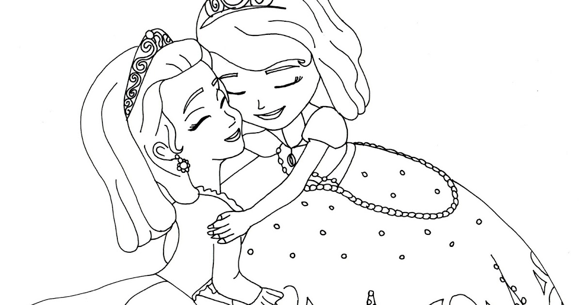 Princess Amber Coloring Pages Sofia The First Coloring Pages Sofia and Amber Hugged