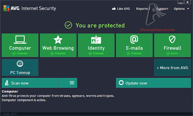 AVG Internet Security Pro + Keys AVG Internet Security 2016 is an essential suite of security tools, which detects and removes viruses on your PC.