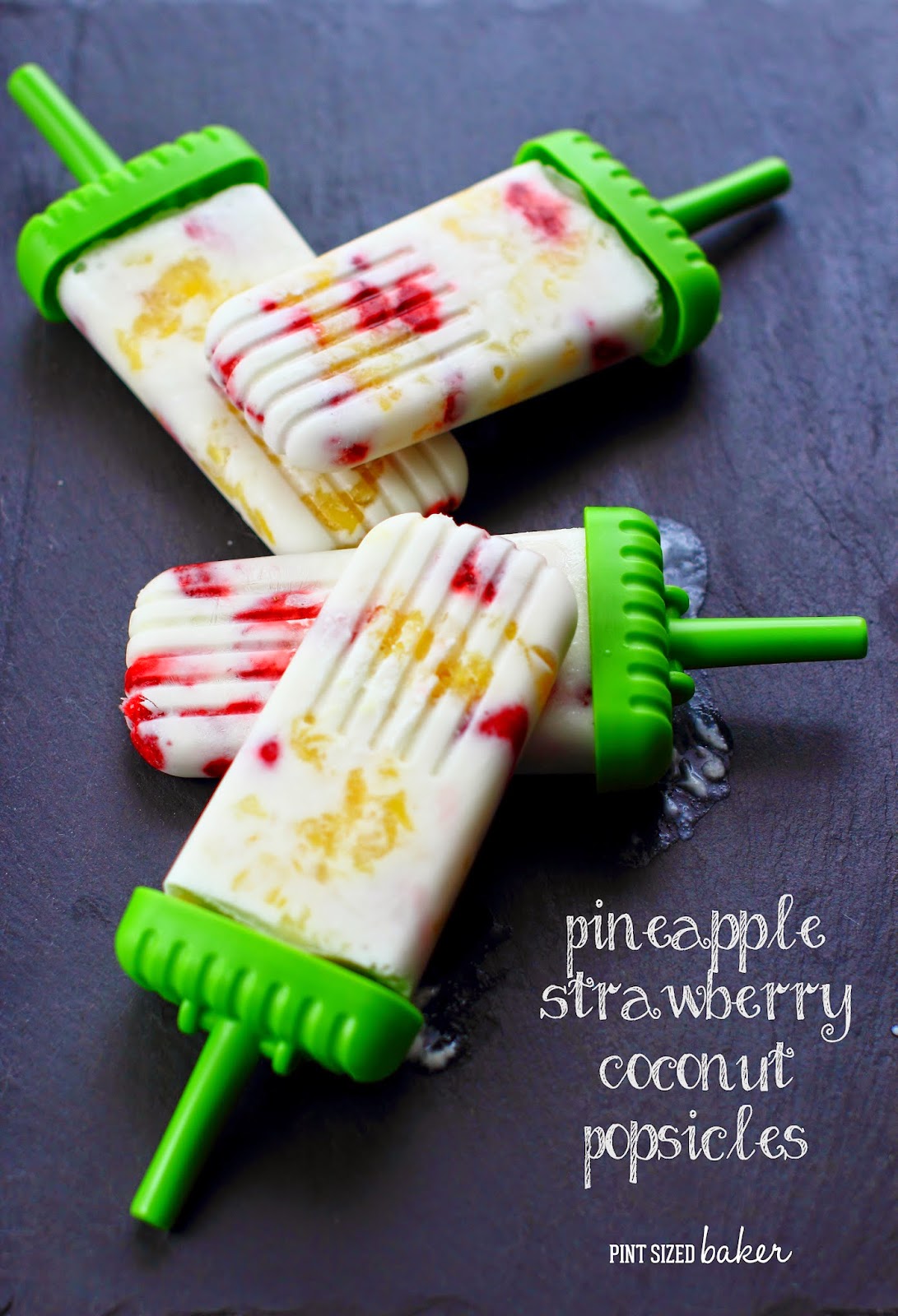Kids young and old can make and enjoy these Pineapple Strawberry Coconut Popsicles Real, simple ingredients that are dairy free and naturally gluten free. Fresh fruit and coconut milk makes these frozen desserts a welcome snack!