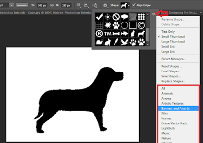 Screenshot: Changing the category of shapes