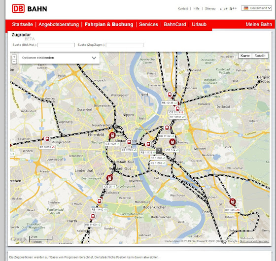 Landkartenblog LIVE Der Zugradar der Deutsche Bahn zeigt