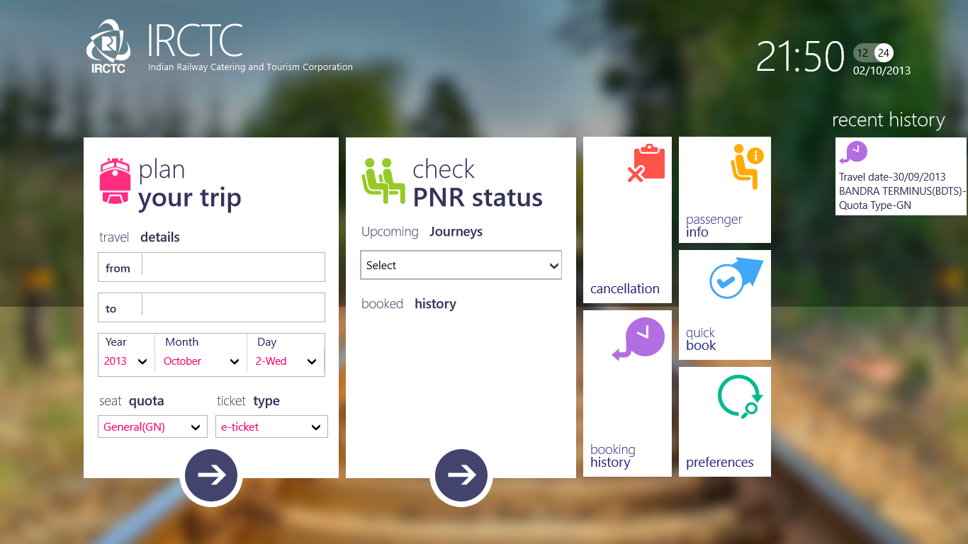 Apps for smart Phones IRCTC launches Railway ticket