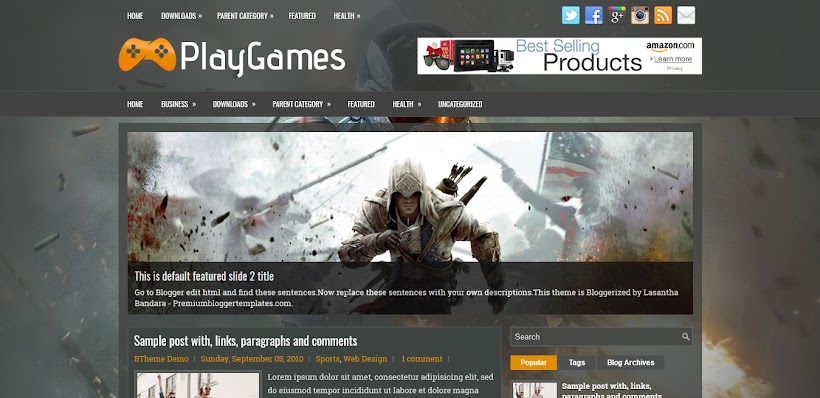 PlayGames Free Blogger Template