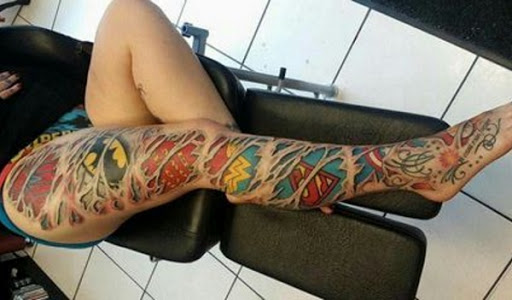 Super-Herói Perna Tatuagem