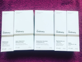the ordinary five products in box in pink mat 