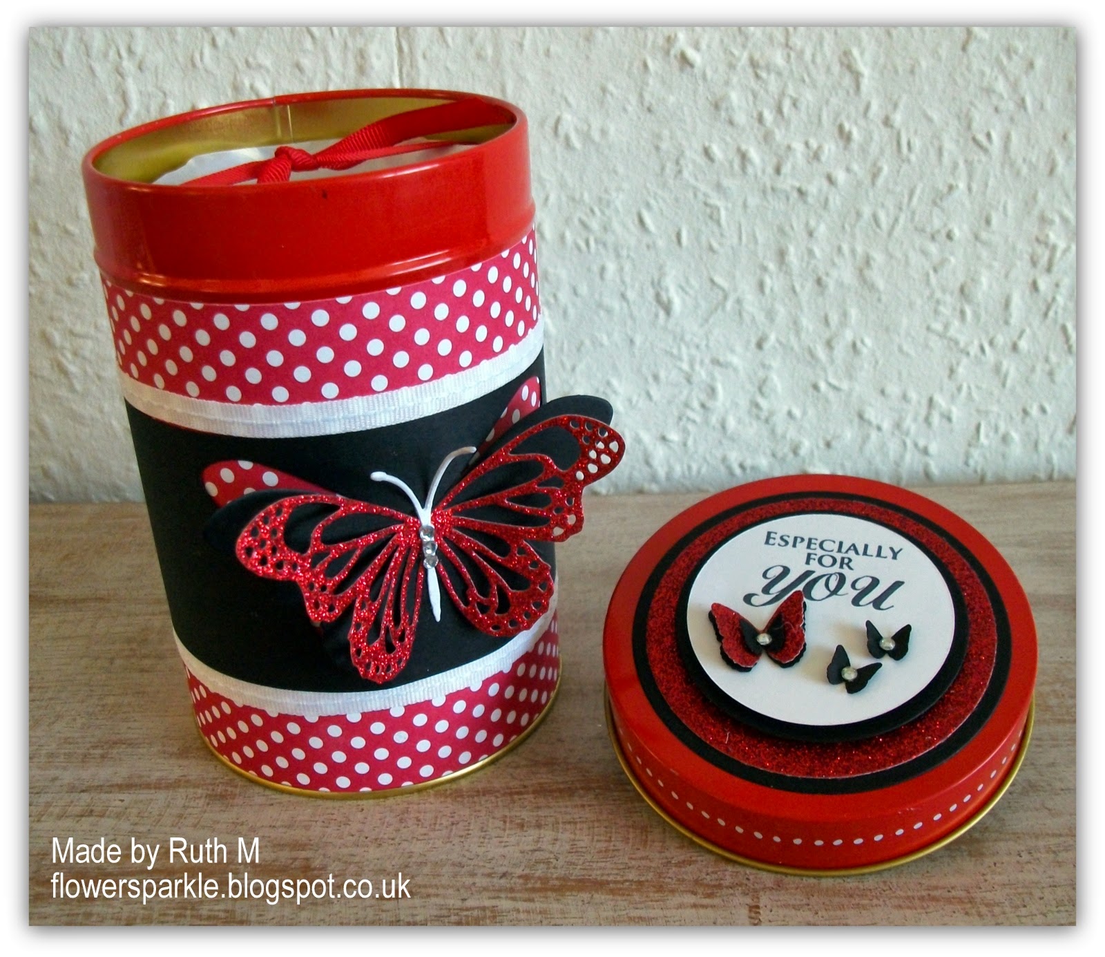 Flower Sparkle Sparkly Butterfly Altered Tin Gift Packaging