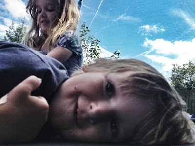 lying on the trampoline