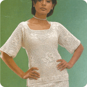 Blusa Falda con rosas en hileras a Crochet Blusa Falda con rosas en hileras a Crochet