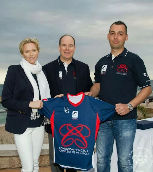 Prince Albert and Princess Charlene attended the presentation of the Carabiniers du Prince beach volleyball team