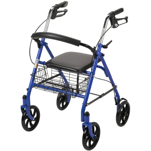 FourWheel Rolling Walkers with Seat and Basket