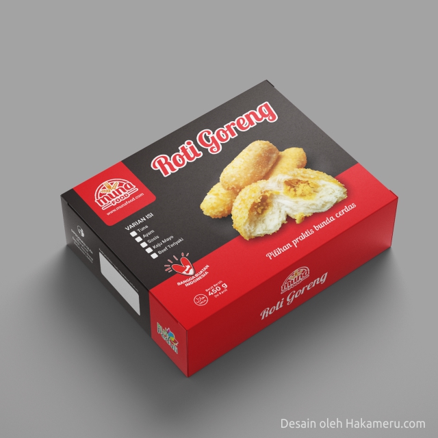 Desain kemasan packaging dus box roti goreng untuk UMKM UKM IKM