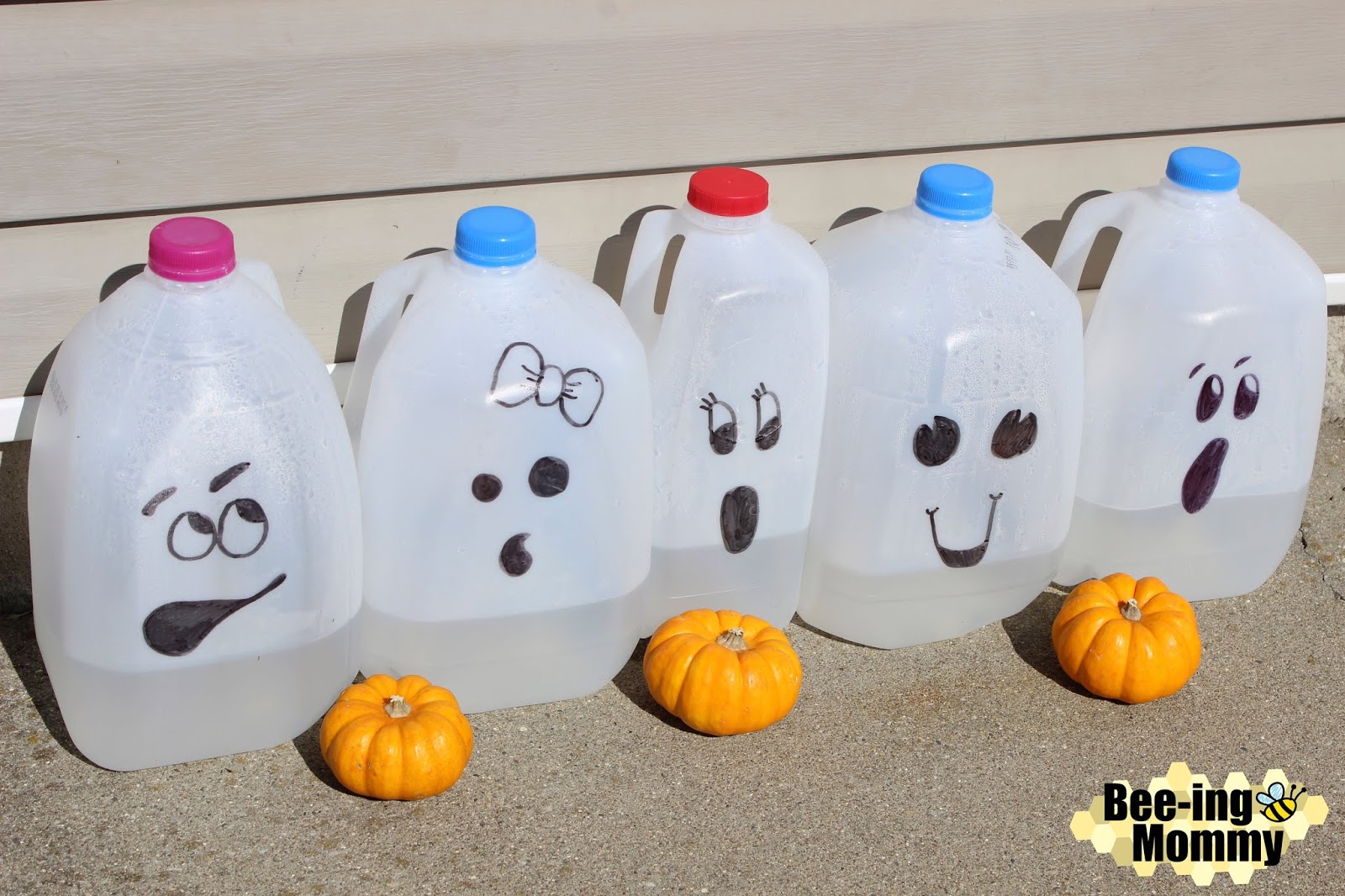 Halloween Milk Jug Ghost Decorations