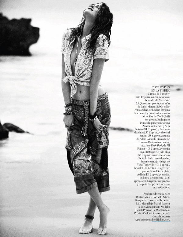 Behati Prinsloo heads to the beach for the Vogue Spain April 2014 Cover Story