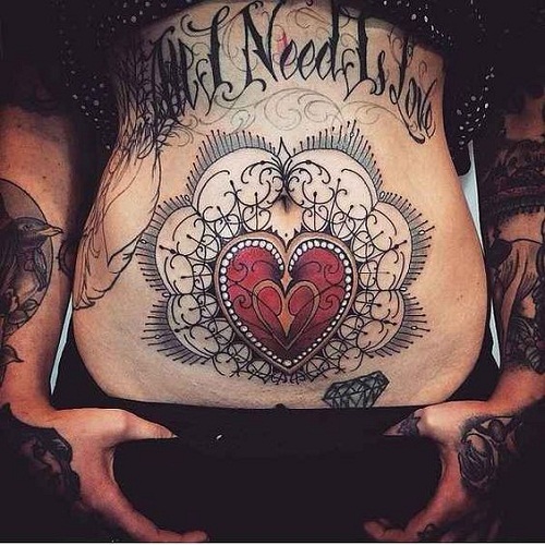 Tudo que eu Preciso é Amor Estômago Tatuagens