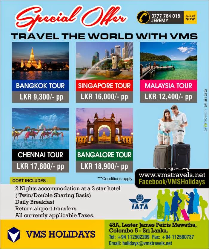 Established in 1987, VMS Travels and Tours is a fully-fledged travel agent in Sri Lanka specialising in a wide range of travel related services that includes airline ticketing and reservations, destination management, inbound and outbound travel and so much more. For nearly 25 years, the company has been synonymous in offering truly customized solutions to our impressive and growing list of clients.