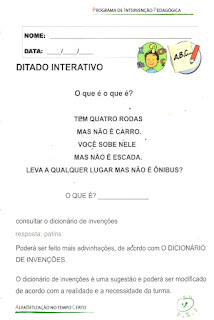 Alfabetização Alfabetização no tempo certo intervenção