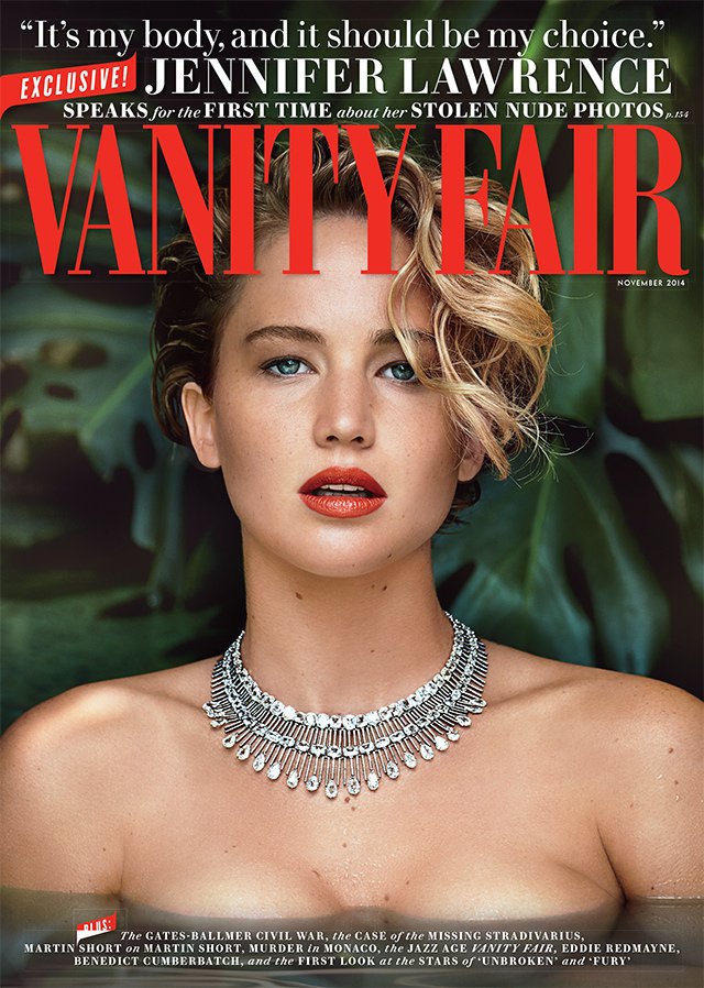Jennifer Lawrence wears diamonds for the Vanity Fair November 2014 cover