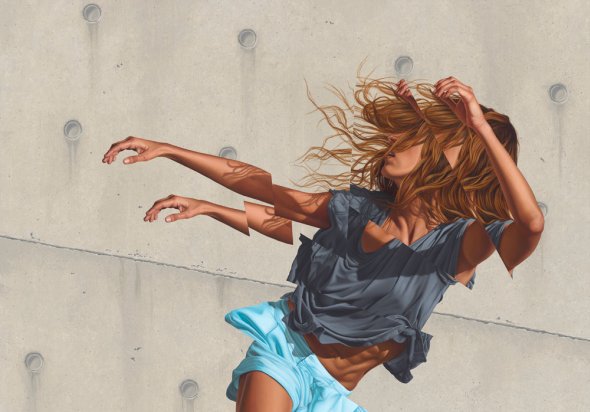 As incríveis pinturas e murais foto-realistas com mulheres e glitches de James Bullough James Bullough arte pinturas murais mulheres glitches foto realistas beleza