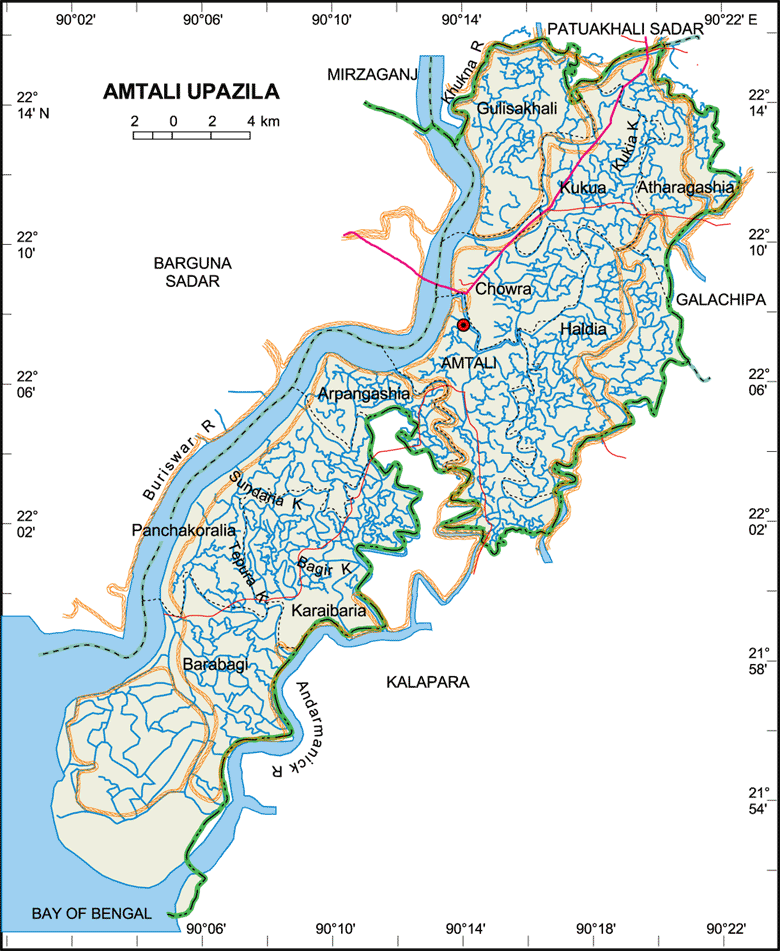 Amtali Upazila Map Barguna District Bangladesh