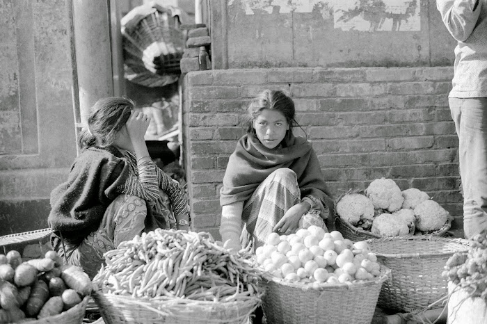 Népal, Katmandou, Hanuman Dhoka Square, Marché des Légumes, © L. Gigout, 1990