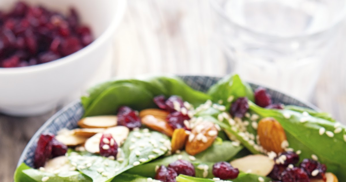 The Iron You Cranberry Almond Spinach Salad with Sesame Seed Dressing