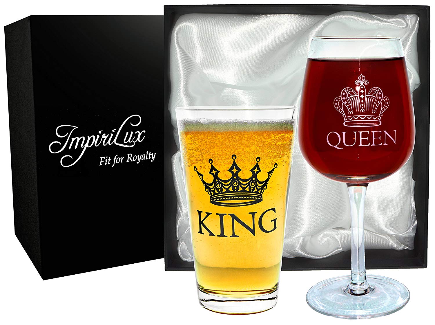 impirilux king beer queen wine glass set beautiful affordable gift for newlyweds engagements anniversaries weddings parents couples christmas - Christmas Gifts For Newlyweds impirilux king beer queen wine glass set beautiful affordable gift for newlyweds engagements anniversaries weddings parents couples christmas - Christmas Gifts For Newlyweds