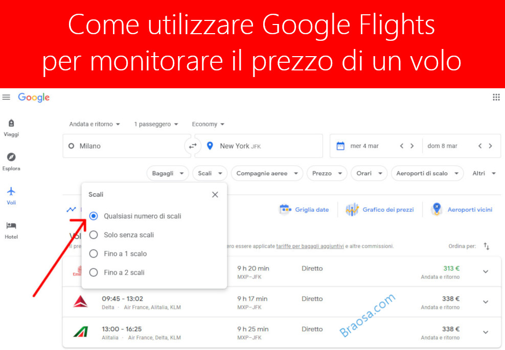 Come monitorare i prezzi dei voli con Google  Flights