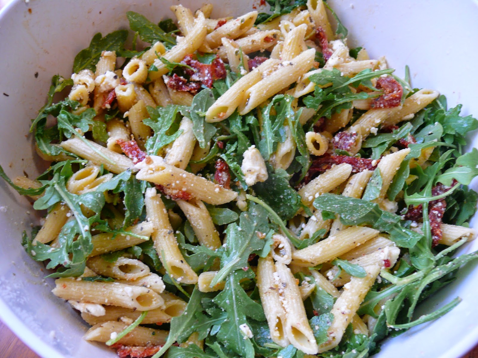 Imperfect & Fabulous Arugula, Sun Dried Tomato, & Feta Pasta Salad