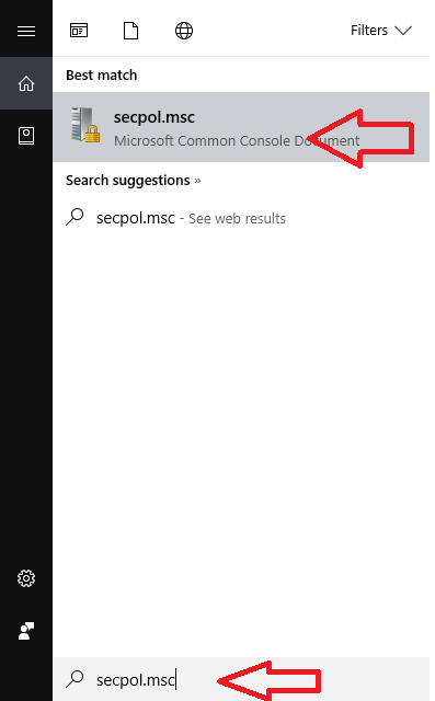 windows 10 local security policy missing