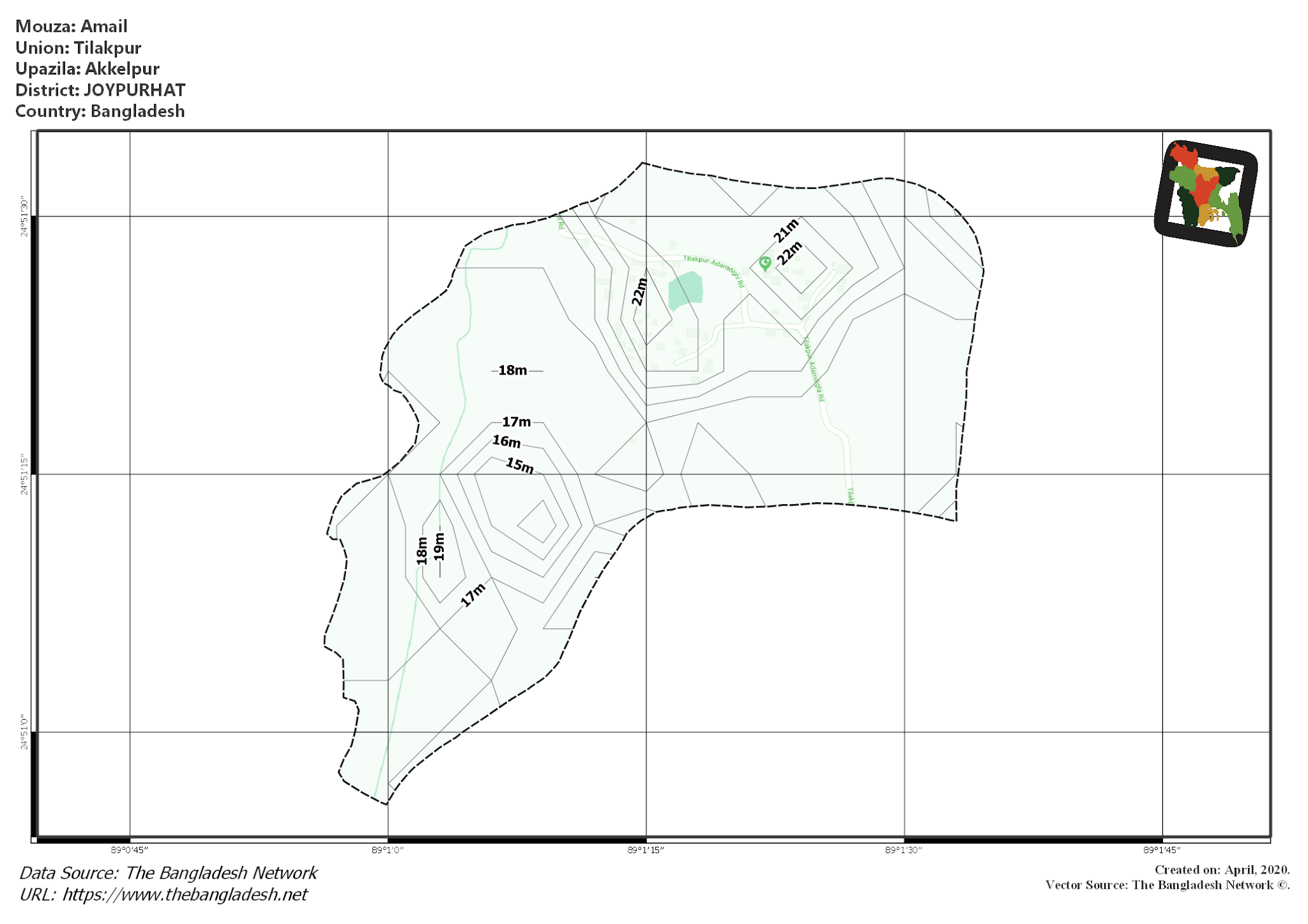 Map of Amail Mouza of Akkelpur Upazila, JOYPURHAT, Bangladesh.