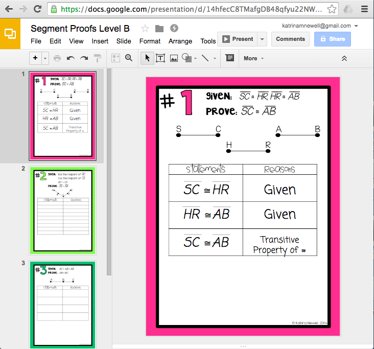 Google/INB Activity for Segment Proofs | Mrs. Newell's Math