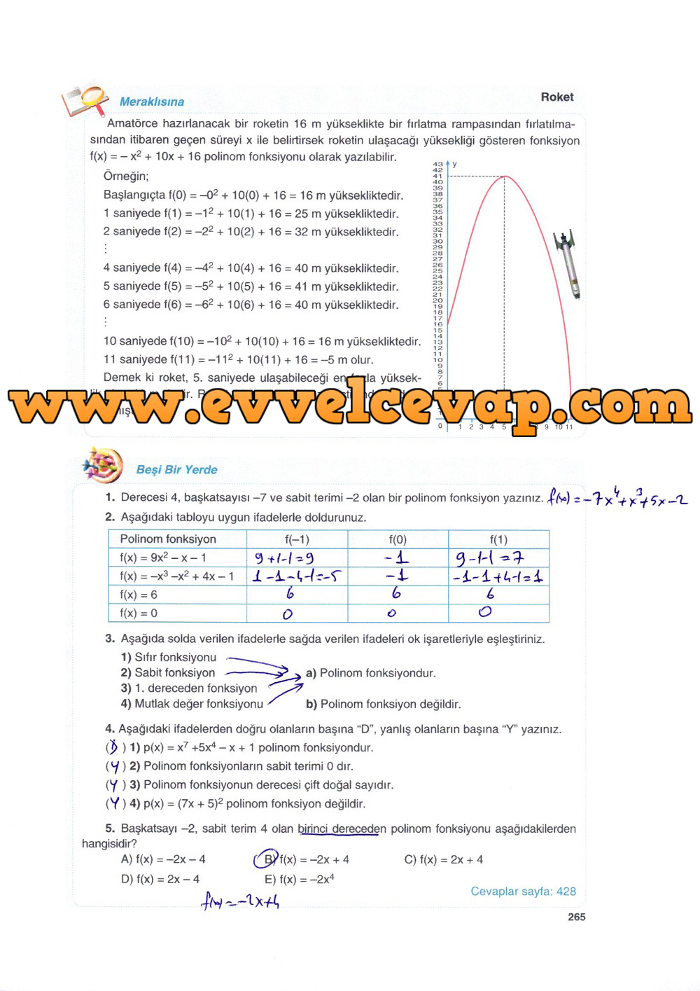10. Sınıf Matematik Tuna Yayınları Ders Kitabı 265. Sayfa Çözümleri 10. Sınıf Matematik Tuna Yayınları Ders Kitabı 265. Sayfa Çözümleri
