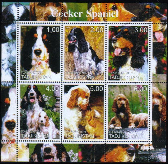 2000年タジキスタン共和国　コッカー・スパニエルの切手シート