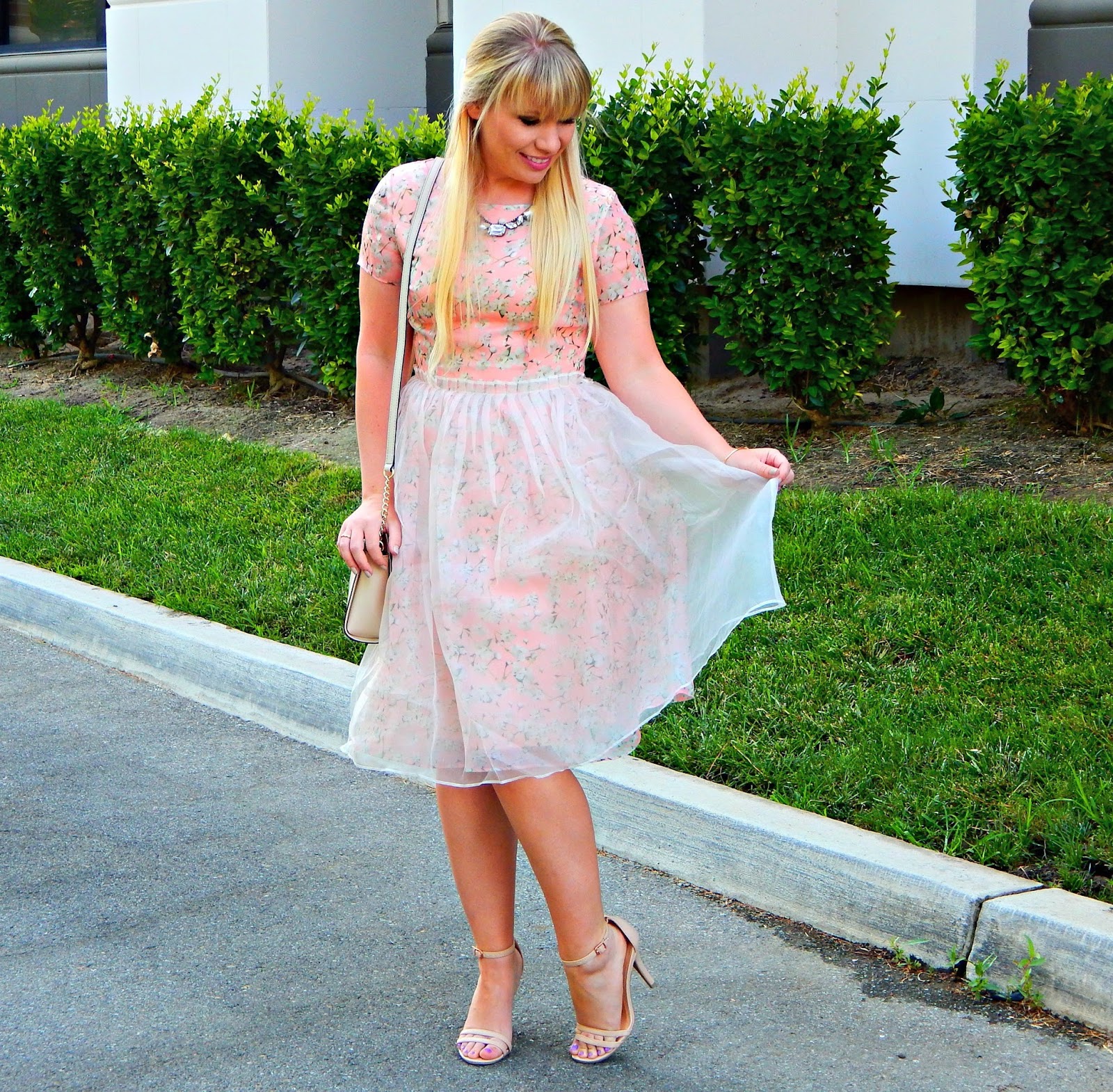 Peach Floral Dress Outfit