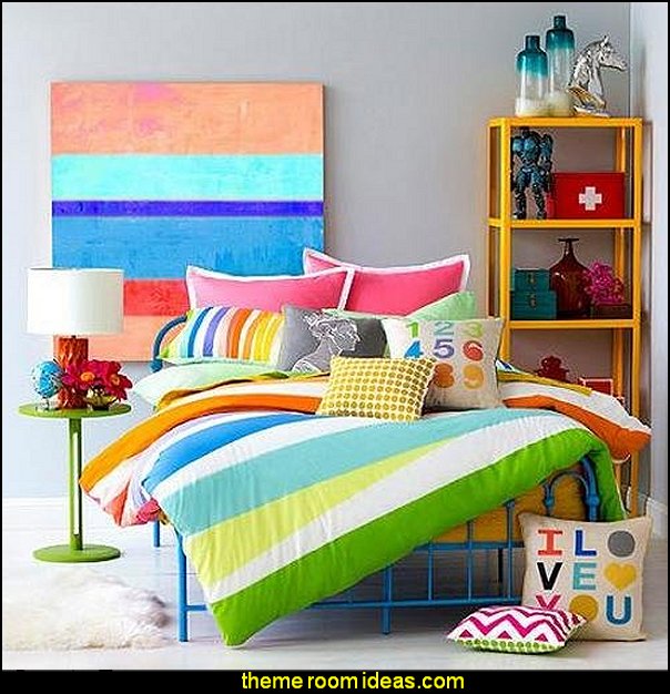 Rainbow Wrap Mini Comforter Bedding Set stripes on walls - striped decorating ideas - stripe wall decals - stripes bedding - stripes wallpaper - stripe theme baby nursery - decorating with stripes - striped rooms - painted stripes - striped walls - stripe bedding - stripe pillows - striped decorations