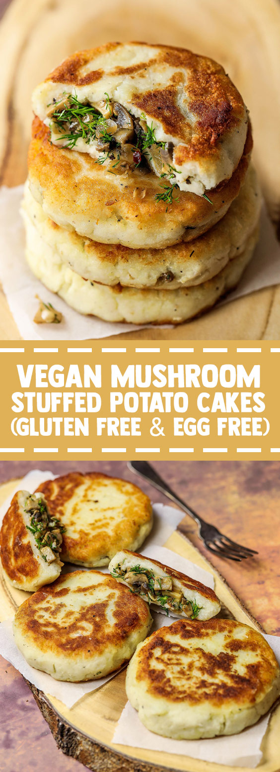 Vegan Mushroom Stuffed Potato Cakes (Gluten Free & Egg Free)