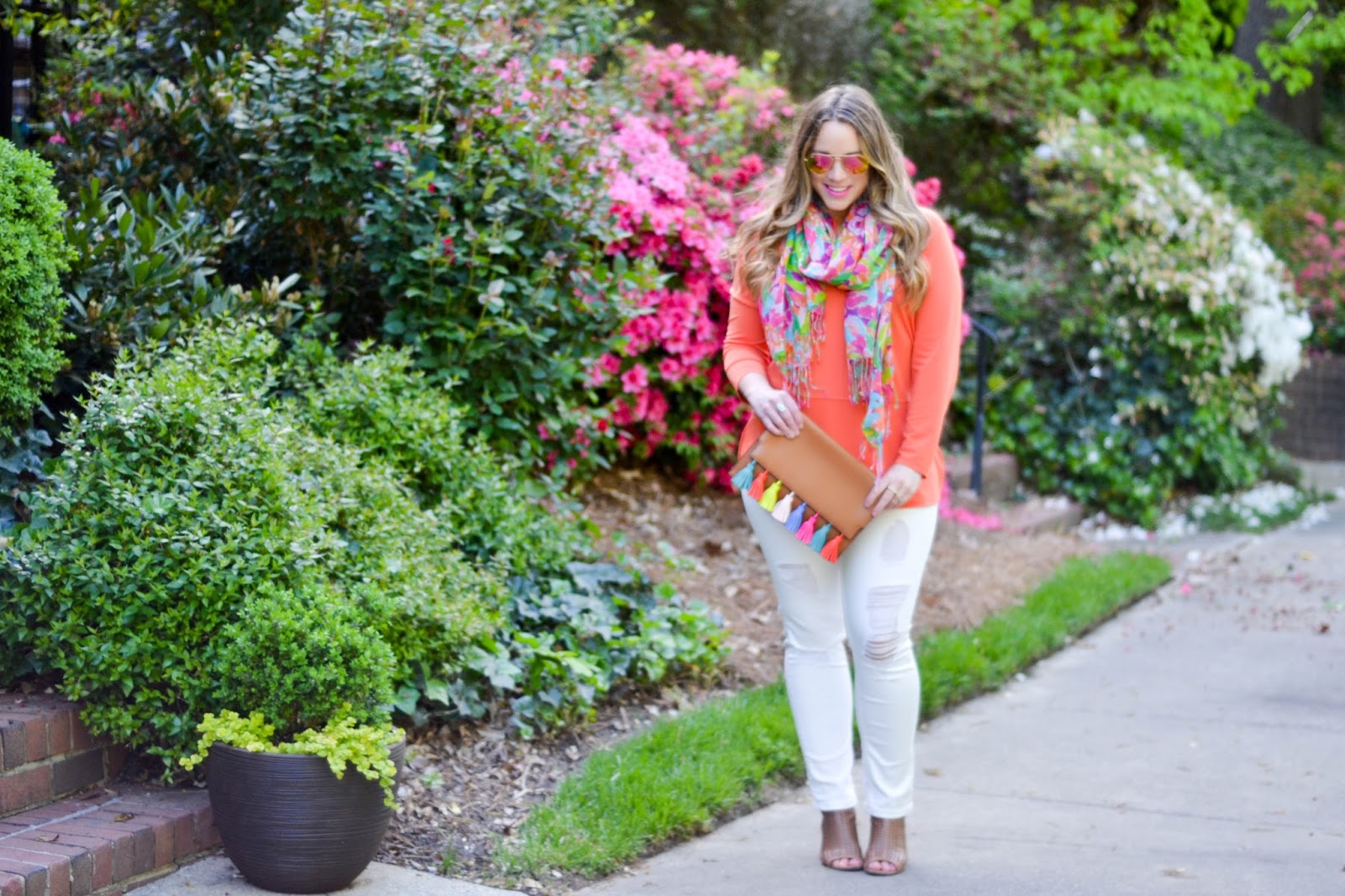 Lilly Pulitzer Scarf + Colorful Outfit