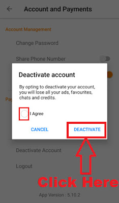 how should i deactivate my olx account