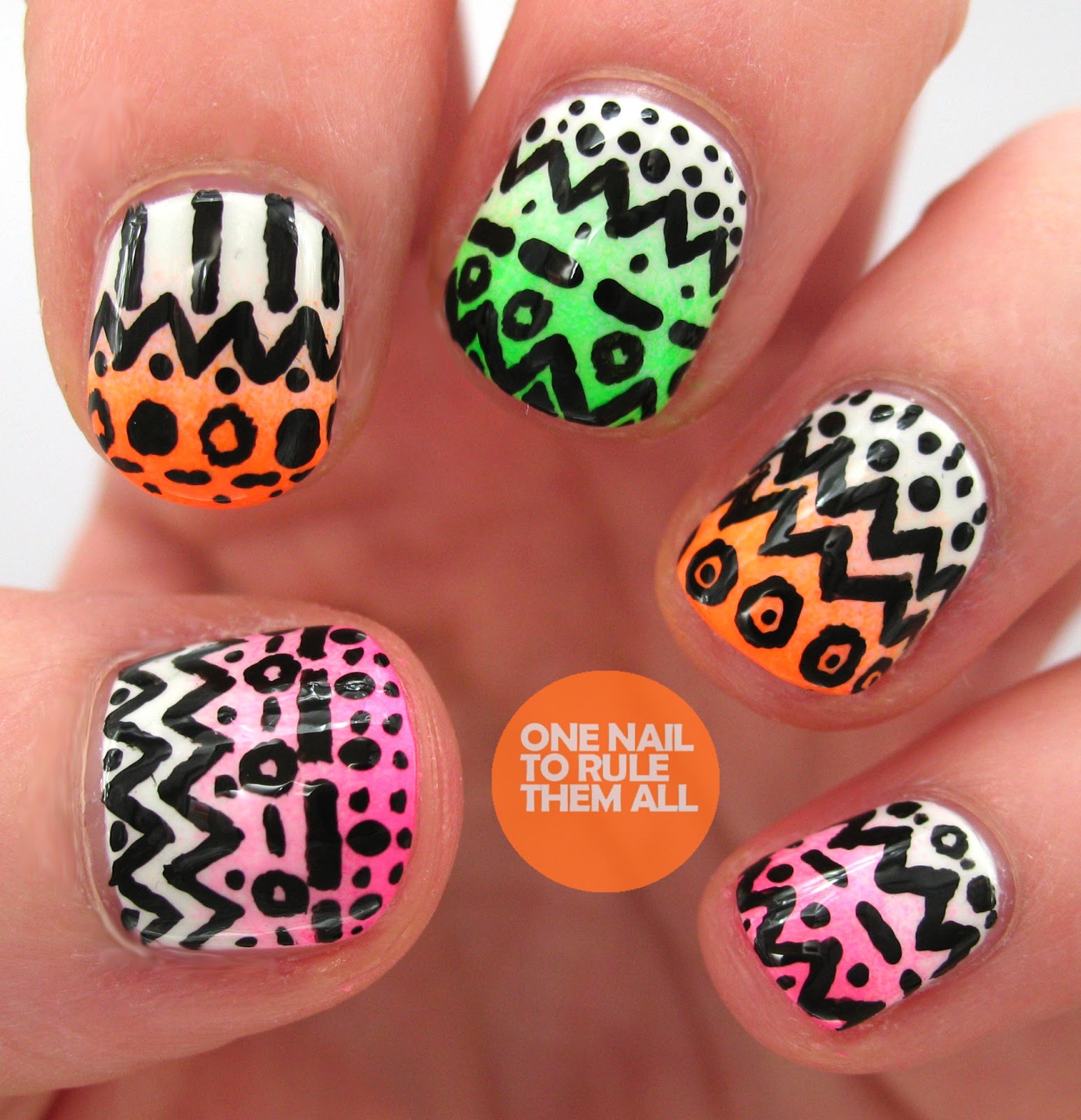 One Nail To Rule Them All: Neon gradient + tribal nails (and an  announcement!)