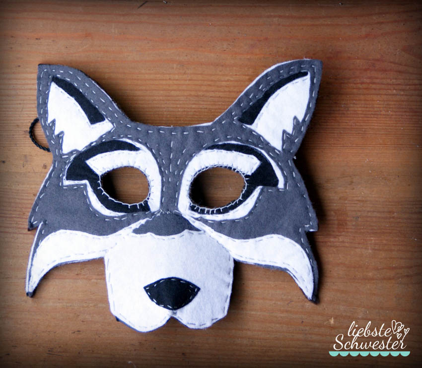 8 Tier-Masken Set - Grauer Wolf & Schwein Für Rollenspiele Und Partys