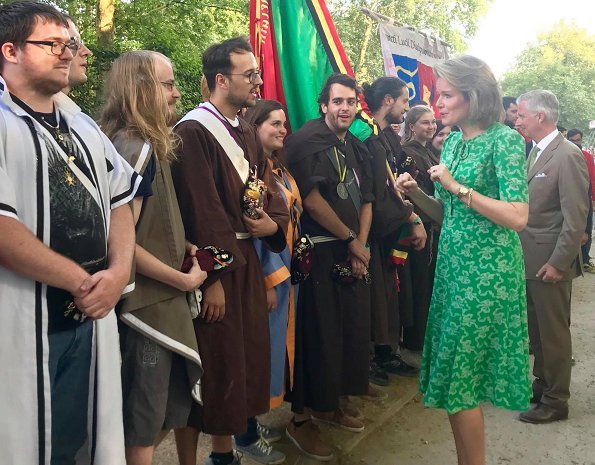 Queen Mathilde wore LK Bennett Montana Green Silk Dress