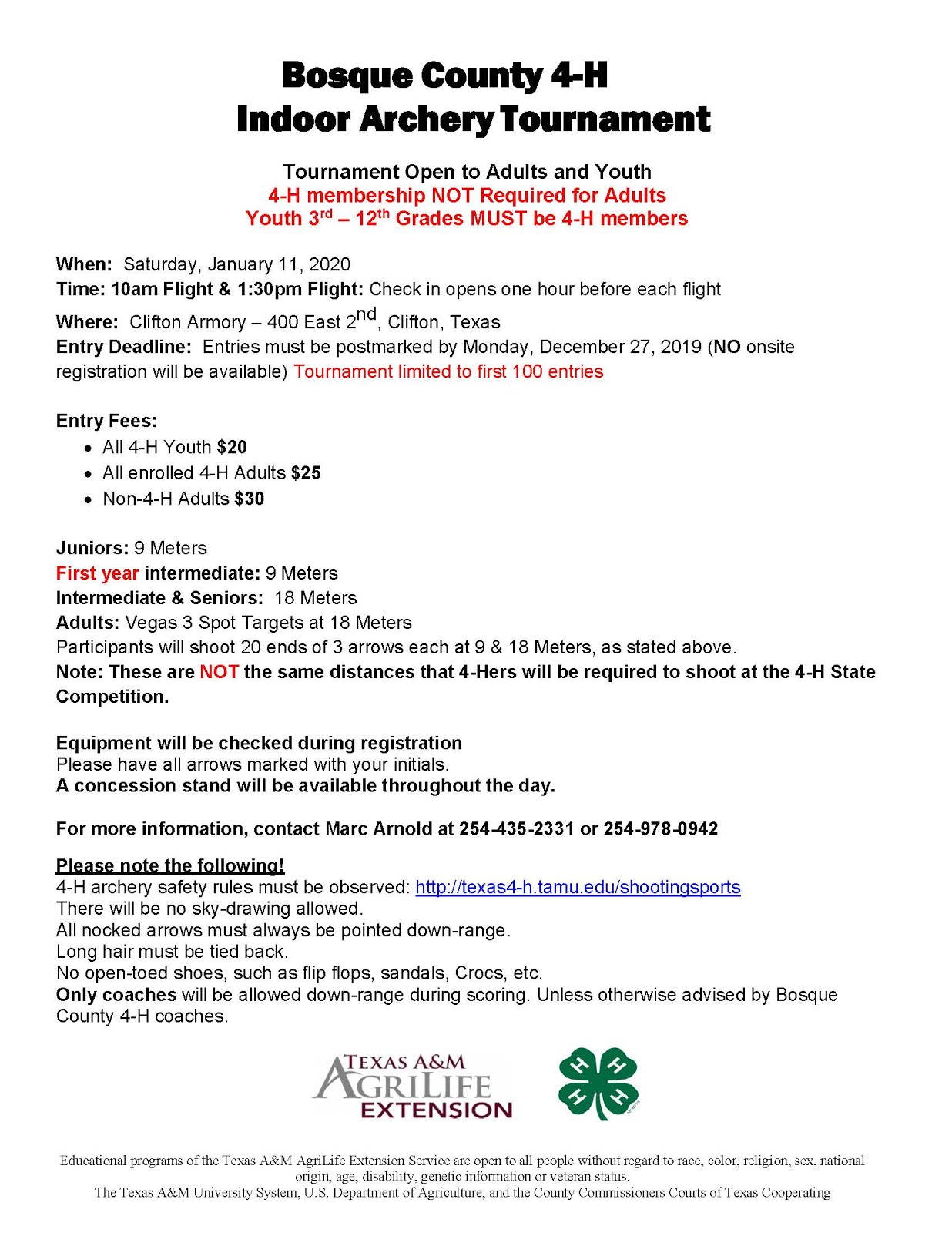 Comal County 4 H Online News Bosque Bullseyes 4 H Indoor Archery