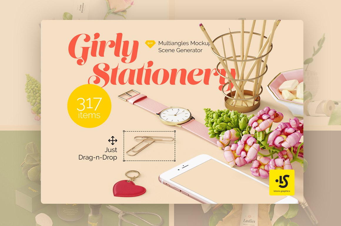 girly stationery mockup creator psd scene mockup creator
